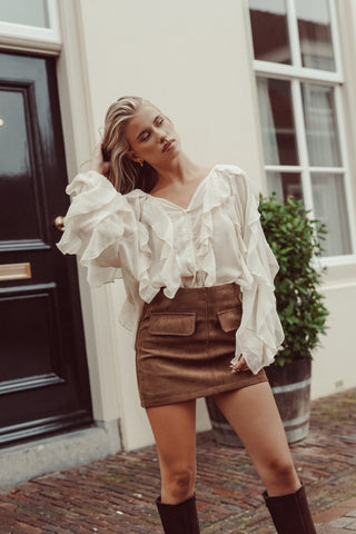 Suede rokje met details camel - Jody