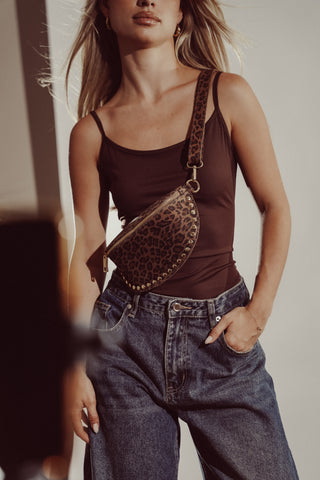 Heuptas leer met studs luipaard - Lorena