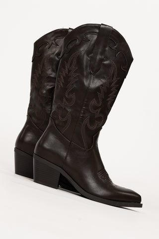 Cowboy laarzen geborduurd bruin - Rose