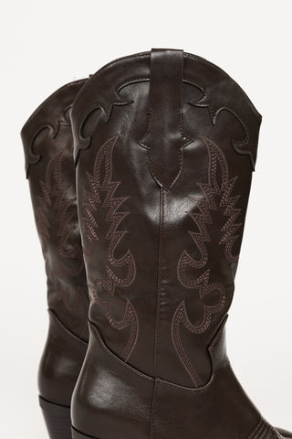 Cowboy laarzen geborduurd bruin - Rose