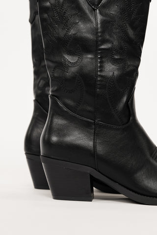 Cowboy laarzen geborduurd zwart - Rose