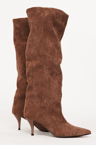 Slouchy geplooide laarzen mokka - Tyra