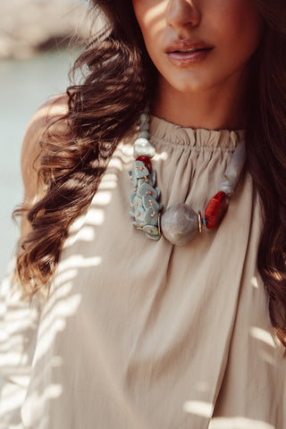 Statement ketting bedels turquoise - Hailey