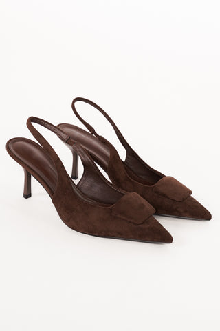 Slingback pumps suede bruin - Chloe
