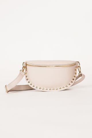 Heuptas leer met studs beige - Lorena