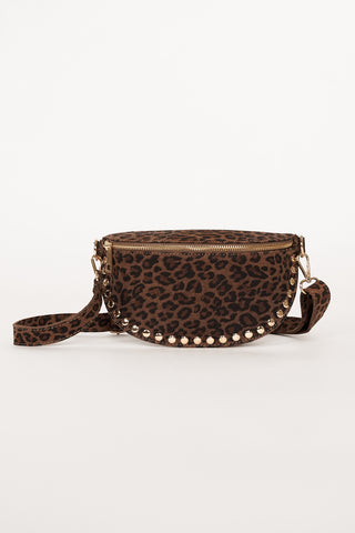 Heuptas leer met studs luipaard - Lorena