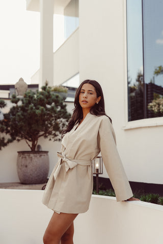 Kimono jurk dames linnen khaki - Ricky