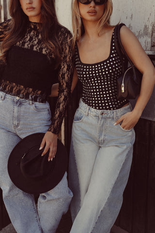 Bodysuit met studs zwart - Harper