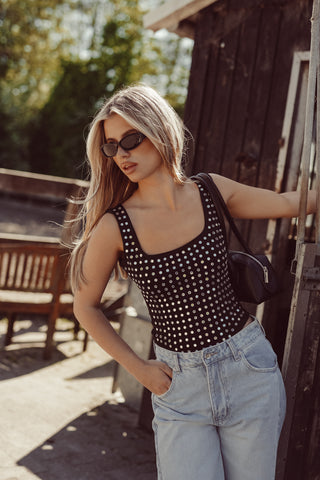Bodysuit met studs zwart - Harper