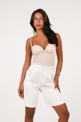 Bodysuit met twist details beige - Iris