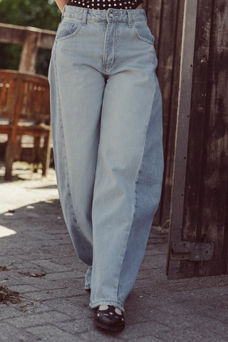 Barrel jeans double denim licht blauw - Jolie