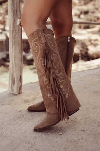 Cowboy boots met fringles bruin - Solen