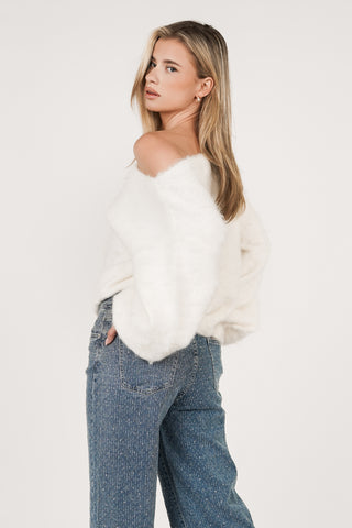 Fluffy trui wit - Bowie