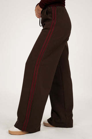 Jogger pantalon streep bruin/bordeaux - Emily