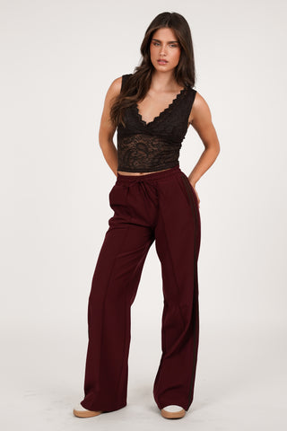 Jogger pantalon streep bordeaux/bruin - Emily