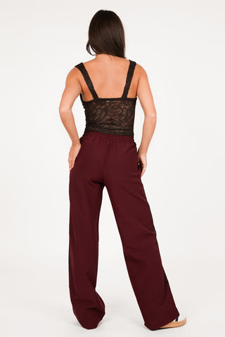 Jogger pantalon streep bordeaux/bruin - Emily
