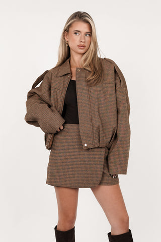 Skort pied de poule camel - Mina