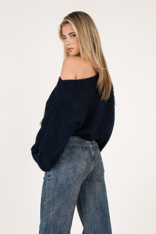 Fluffy trui donker blauw - Bowie