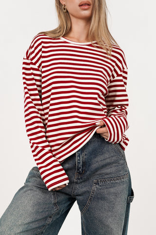 Oversized shirt met strepen rood - Amara