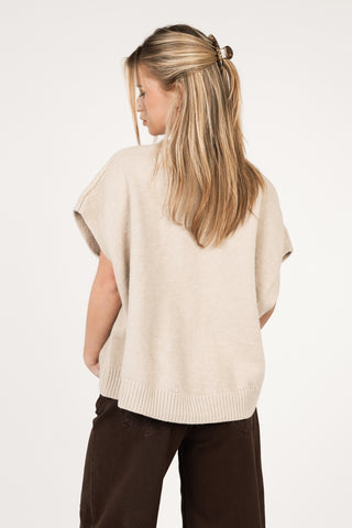 Oversized wollen gilet met knopen creme - Rosie