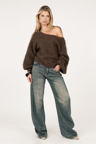 Fluffy trui bruin - Bowie