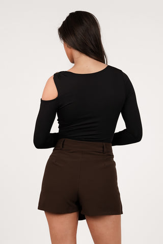 Bruine skort met overslag - Philou