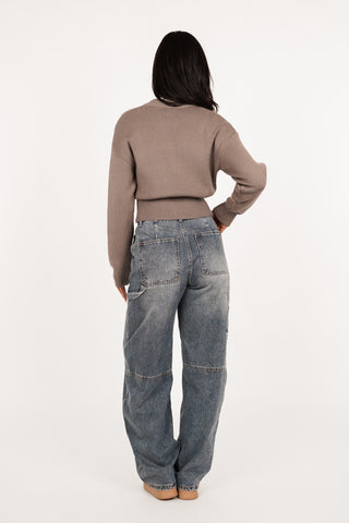 Cropped vest met rits taupe - Maggie