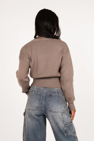 Cropped vest met rits taupe - Maggie