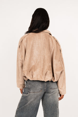 Oversized jacket suede beige - Nora