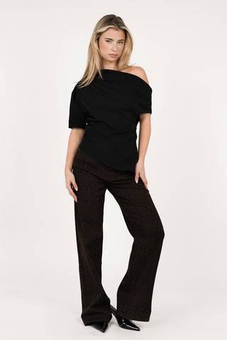 One shoulder top asymmetrisch zwart - Tessa