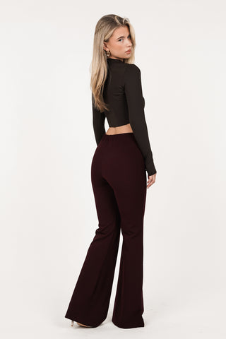 Flared pantalon met bies bordeaux - Poppy