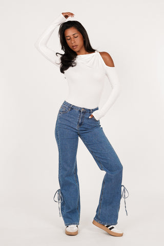 Stretchy body met goud detail wit - Floor