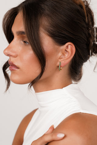 Oorhangers druppel met steentjes goud/groen - Zoya