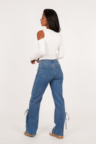 Stretchy body met goud detail wit - Floor