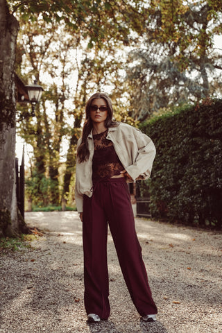 Jogger trousers with pinstripe brown - Emily
