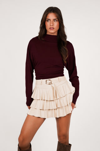 Ruffle rokje suede beige - Casey