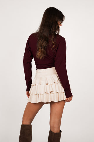 Ruffle rokje suede beige - Casey