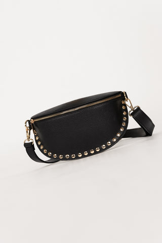 Heuptas leer met studs zwart - Lorena