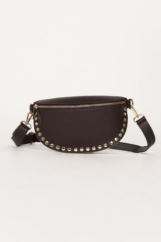 Heuptas leer met studs bruin - Lorena