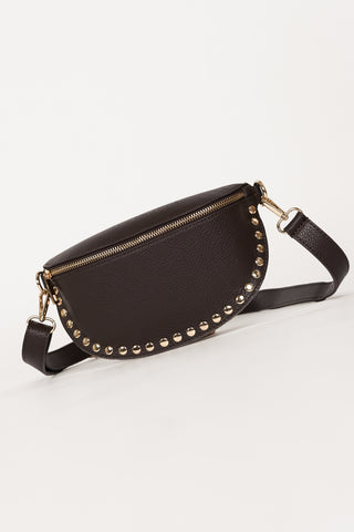 Heuptas leer met studs bruin - Lorena