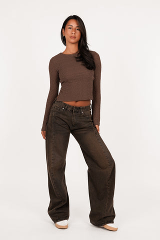 Open back top met mesh bruin - Feline