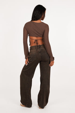 Open back top met mesh bruin - Feline