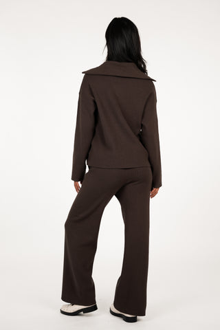 Comfy set knitted donker bruin - Semmy