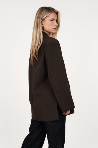 Oversized blazer asymmetrisch bruin - Clara