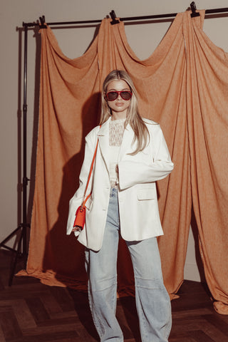 Open back blazer met strikdetail wit - Pip