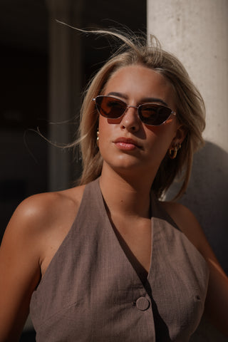 Cat eye zonnebril smal bruin - Myron