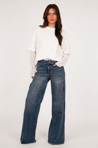 Tall wide leg jeans blauw - Jolie