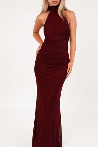 Halter maxi jurk bordeaux - Jazz
