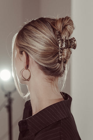 Haarclip groot bruin marmer - Loua