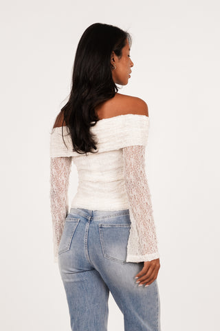 Kanten top off shoulder creme - Nanny